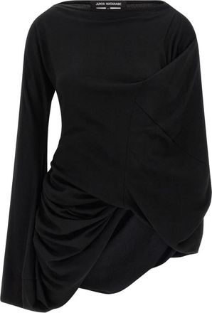 Junya Watanabe Asymmetrische gebreide top van wol - Dames - Longsleeves - Zwart - M - Wol - Tops