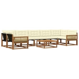 vidaXL Conjunto De Sof&aacute;s De Exterior Con Coj&iacute;n 8 Pcs Natural Y Crema Vidaxl