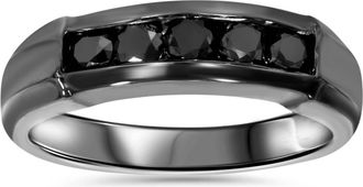 Pompeii3 1/2ct Black Diamond Mens Wedding Band 10K Black Gold Size Selectable