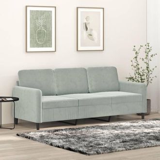 vidaXL Sof&aacute; De 3 Plazas Terciopelo Gris Claro 180 Cm Vidaxl