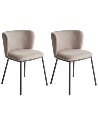 Beliani Conjunto de 2 sillas de comedor tela gris pardo