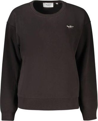 Pepe Jeans London Hoodies & sweatvesten, Dames, Zwart, M, Katoen, Zwarte Katoenen Dames Trui