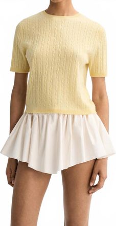 Soft Goat Cable Knit Top In Honeydew Yellow