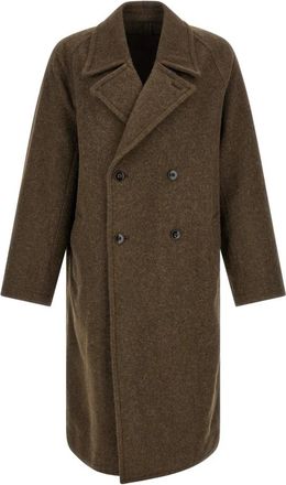 Christophe Lemaire Zacht double-breasted jas - Heren - Mantel - Bruin - L - Wol - Jassen