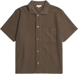 Norse Projects Gustav Crochet Jersey Shirt - Kastanje - Heren - Vesten - Bruin - XS - Truien & Vesten