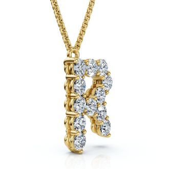 Pompeii3 1Ct Diamond Initial R Pendant 14k Gold 18 Necklace Lab Grown 5/8 Tall
