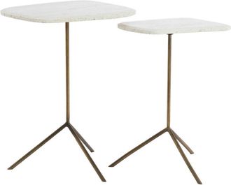 Light & Living Mesa Auxiliar Light & Living Linos De Metal Crema - 53x30x48 Cm