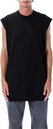 Rick Owens Zwarte Tarp T Mouwloos Katoenen T-shirt - Heren - Tops zonder mouwen - Zwart - XS - Katoen - Tops