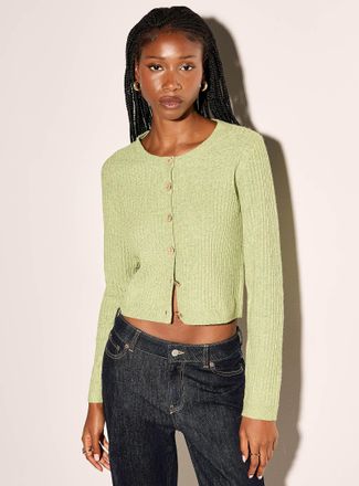 Icone Womens Fancy button ribbed cropped Cardigan Sweater