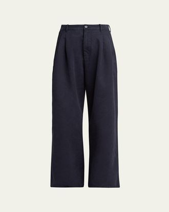 Jil Sander Pleated Cotton Wide-Leg Trousers