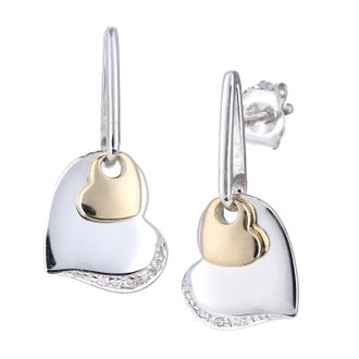 Diamant L'éternel Womens 9ct Yellow and White Gold Diamond Heart Earrings - One Size