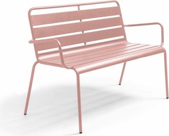 Oviala Banco de jard&iacute;n de metal rosa