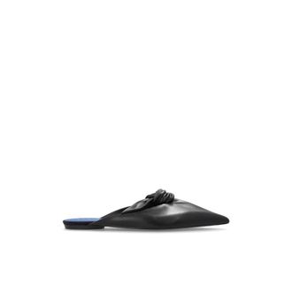 Lanvin Midnight Step Leren Mules met Strik - Dames - Slip ons - Zwart - 37 EU - Leer - Schoenen