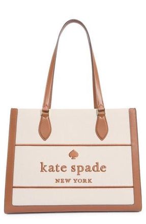 Kate Spade New York ellie large canvas tote bag in Warm Gingerbread Multi at Nordstrom Rack