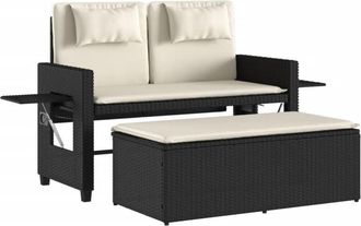 vidaXL Sill&oacute;n Reclinable De Jard&iacute;n Con Cojines Rat&aacute;n Sint&eacute;tico Negro Vidaxl