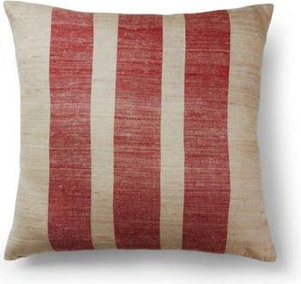 Sustainable Threads Striped Silk Pillow with Down-Alternative Insert in Raspberry at Nordstrom