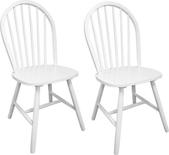 vidaXL Dining Chairs 2 pcs White Solid Rubber Wood vidaXL