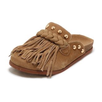 Emanuelle Vee Mules, female, Brown, Size: 9 US Sabot Frange Sandra