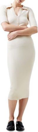 French Connection Cosysoft Polo Rib Midi Sweater Dress in 10-Classic Cream at Nordstrom Rack, Size X-Small