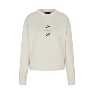 A|X Armani Exchange Sweatshirt met ronde hals - Dames - Sweatshirts - Wit - S - Katoen - Hoodies & sweatvesten
