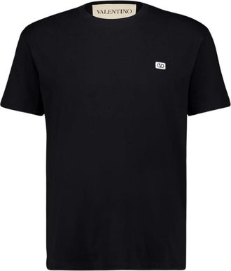 Valentino Garavani Katoenen T-shirt met VLogo Patch - Heren - T-shirts - Zwart - L - Katoen - Tops