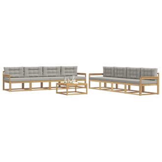 vidaXL Conjunto De Sof&aacute;s De Exterior 9 Uds. Blanco Y Gris Claro Vidaxl