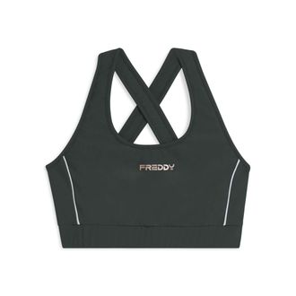 Freddy Top tecnico con spalline incrociate e profili bianchi