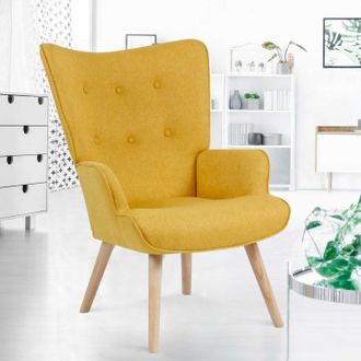 IDMarket Idmarket - Sill&oacute;n Escandinavo Ivar De Tela Amarilla