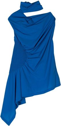 Issey Miyake Eye Of The Bean asymmetric blouse - women - Nylon/Polyurethane - 2 - Blue