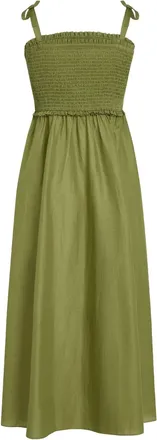 Karl Lagerfeld Midi Dress with Smocked Bodice and Square Neckline