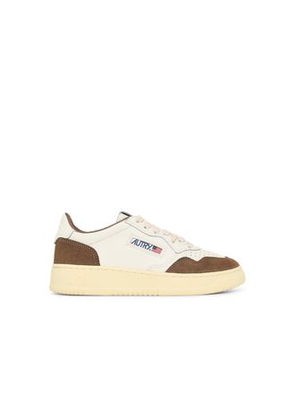 Autry Medalist Low witte en bruine leren sneakers