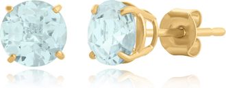 MAX + STONE 10k Yellow or White Gold 6mm Round Checkerboard Cut Gemstone Stud Earrings
