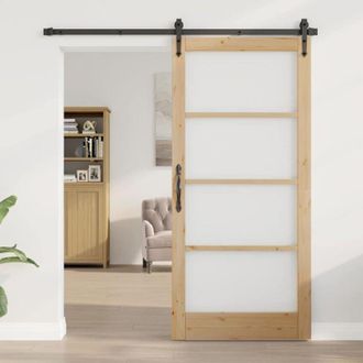 vidaXL Vidaxl - Puerta Interior Con Vidrio Marr&oacute;n 93 X 202 Cm