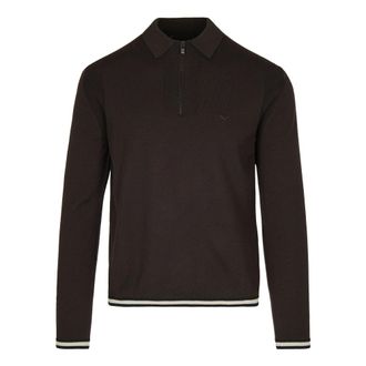 Emporio Armani Polo Shirts, male, Brown, Size: 2XL Wool Sweaters for Men