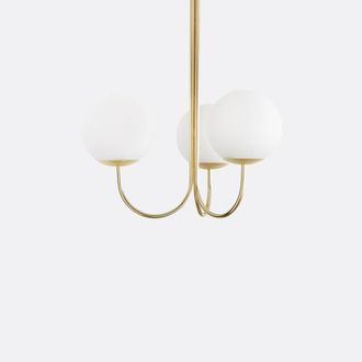 La Redoute Interieurs Hanglamp in messing en opaline glas, Moricio