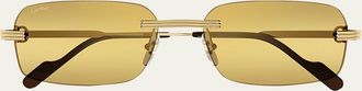 Cartier Mens CT0271Sm Rimless Rectangle Sunglasses