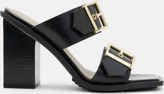 AllSaints Womens Cow Leather Camille Leather Buckle Strap Block Heels, Size: 6