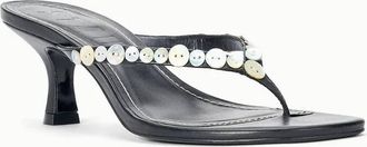 Staud Womens Freja Thong Kitten Heels In Mother Of Pearl Black
