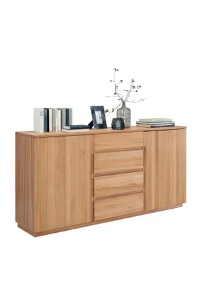 Linea Natura Sideboard, Buchefarben, Holz, Kernbuche, teilmassiv, 2 F&auml;cher, 4 Schublade(n) Schubladen, 180x89.2x41 cm, Typenauswahl, Beim&ouml;bel erh&auml;ltlich, stehend, 
