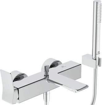 Ideal Mezclador De Ba&ntilde;o Check Cromado Expuesto Con Varilla-hb, Flexo De Ducha, Soporte De Pared Ideal Standard