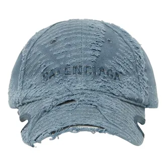 Balenciaga (WMNS) Balenciaga Laser Destroyed Logo Ball Cap Fade Blue 719281410B24090