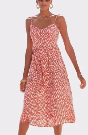 Lascana Womens Button Up Panel Dress in Red Ivory at Nordstrom, Size 12