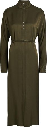 Tory Burch Belted Satin Shirt Dress - Olive - 12 (UK16 / XL)