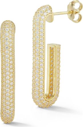 Sphera Milano Pav&eacute; J Hoop Earrings in Gold at Nordstrom Rack