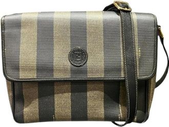 Fendi Pre-owned Cross Body Bags, female, Brown, Size: ONE SIZE Pre-owned Pequin PVC Shoulder Bag