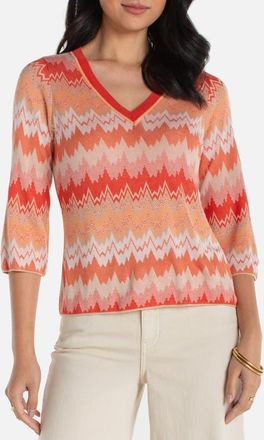 Liverpool L.A. Three Quarter Sleeve Sweater in Orangetanchevro at Nordstrom, Size X-Small