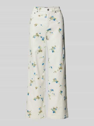 Jake*s Casual Straight Leg Jeans mit floralem Muster in Ecru, Gr&ouml;&szlig;e 42