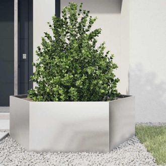 vidaXL Jardinera Hexagonal De Acero Inoxidable 138x120x45 Cm Vidaxl