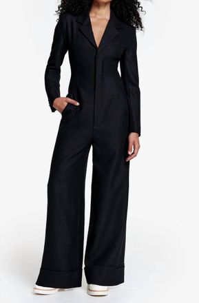 Smythe Rivet Collab Wide Leg Jumpsuit In Black Herringbone