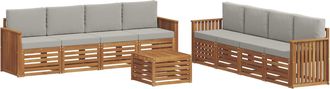 vidaXL Conjunto De Sof&aacute;s De Exterior 9 Uds. Natural Y Gris Claro Vidaxl